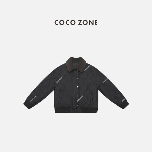 COCO ZONE 刘一一 秋冬美式复古拼接翻领单排扣棉服CC2D2777 商品图0