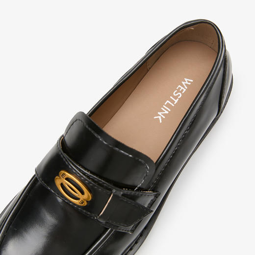 复古英伦风金属饰扣黑色乐福鞋女秋季通勤厚底JK单鞋小皮鞋V1857114 商品图5