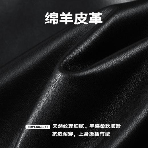 NPC潮牌复古老钱100%【绵羊皮革】翻领夹克男黑色短款秋NP57TJ38 商品图4