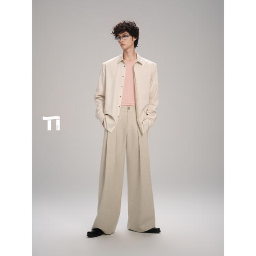 启世录TIWILLTANG“褶域桓季”奢感立体双褶雅绅垂感意式松弛西裤 商品图4