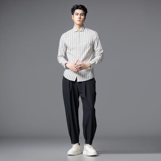 PINLI品立2025秋季新款男条纹方领打底长袖衬衫衬衣潮GD253113054 商品图1