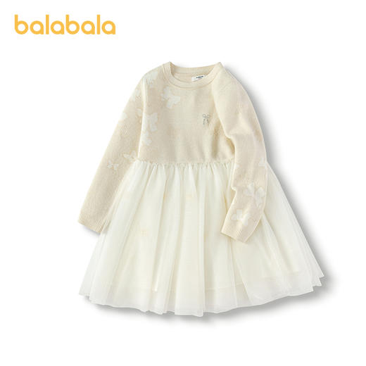 巴拉巴拉童装儿童连衣裙女童秋冬装网纱裙子针织小童宝宝洋气甜美 商品图4