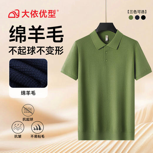 【绵羊毛】【DG】大依优型大码男装菠萝纹翻领POLO衫短袖毛衣加肥加大码宽松毛线衫内搭针织衫男士上衣 商品图5