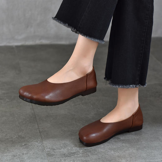 TN T6739-09懒人鞋真皮平底单鞋乐福鞋 商品图0