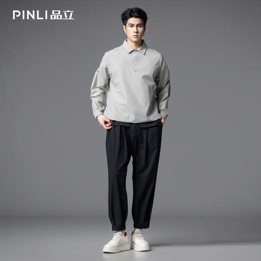 PINLI品立春季新款尖领宽松套头纯色百搭长袖衬衫男衬衣潮牌GD253113069 商品图2