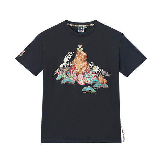 ONIARAI/鬼洗25秋泥棒蓝五運色玳瑁吐宝鼠刺绣短袖T恤男 25NOB37 商品图3