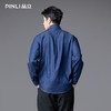 PINLI品立春季新款蓝色牛仔长袖衬衫宽松方领休闲百搭男衬衣GD253113061 商品缩略图2