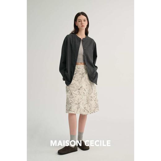 MAISON CECILE 设计师印花优雅通勤一片式围裹A字半身裙 商品图4