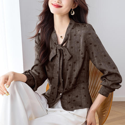 KQL 369H9989收腰蝴蝶结设计感衬衫 商品图3