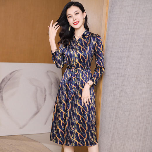 丁摩 重磅真丝连衣裙春夏新款桑蚕丝裙子中长款大牌5ZF-2353 商品图0