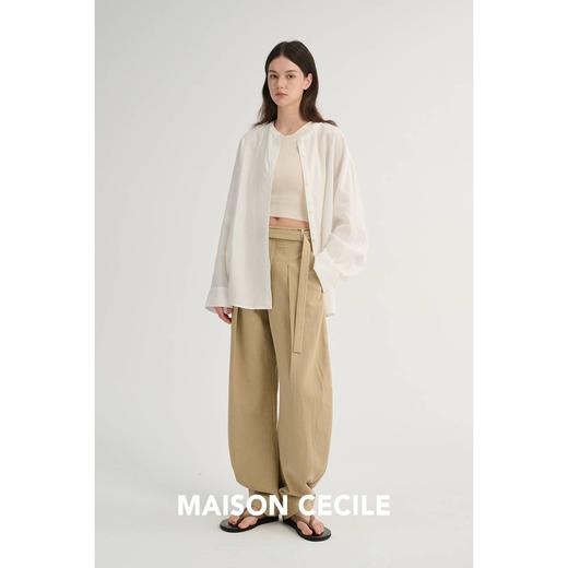 MAISON CECILE 三色/松弛感亚麻肌理遮肉显瘦弧形弯刀裤 商品图4