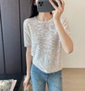 春秋新品康宝莱珠片纱亚麻棉镂空亮片上衣 商品缩略图9