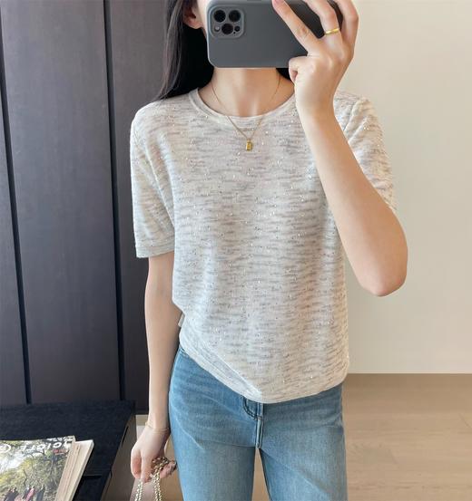 春秋新品康宝莱珠片纱亚麻棉镂空亮片上衣 商品图9