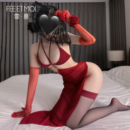 【情趣内衣】霏慕 迷迭花漾挂脖网纱睡裙6526 商品图5