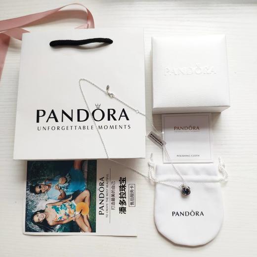 D082535时尚百搭银蓝色水晶闪耀皇冠项链925银 商品图2