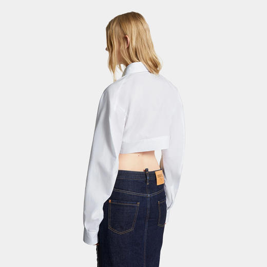DSQUARED2 女士徽标标签棉质长袖衬衫 白色 S75DL0910 S36275 100 商品图2