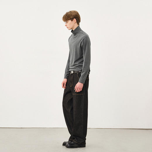 714street仿羊绒高级感长袖T恤2025秋冬季高领打底衫保暖男士内衣 商品图2