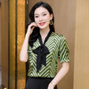 丁摩系带蝴蝶结真丝短袖气质条纹女士衬衫简约优雅上衣AL3572 商品缩略图2