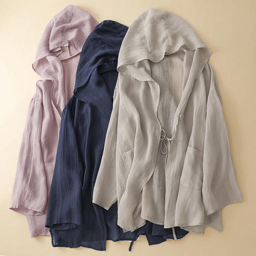 GYH 2891轻盈凉感连帽系带休闲上衣 商品图0