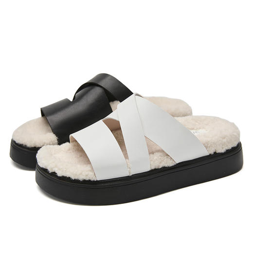 西遇一脚蹬毛毛鞋女新款秋冬法式百搭保暖棉拖厚底外穿拖鞋V1857062 商品图4