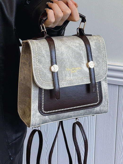 【限量新款来袭！】高级感女士绣线双肩包 新款学院风韩版洋气 高级感+多功能 这款绣线双肩包 学院风&通勤休闲全都拿捏 商品图0