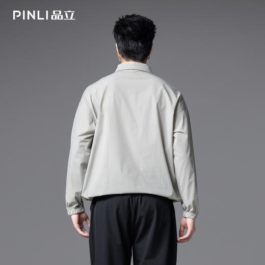 PINLI品立春季新款尖领宽松套头纯色百搭长袖衬衫男衬衣潮牌GD253113069 商品图4