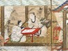 独角鹿西洋古董日本明治时期画师春笑签名出品「东方山水人物」主题纸本设色洒金六曲屏风 商品缩略图1