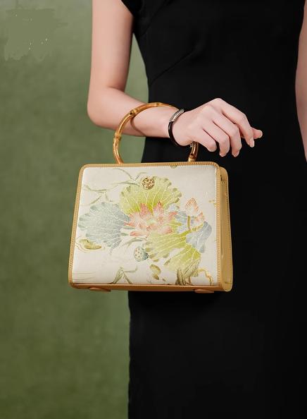 新中式国风桑蚕丝印花提花工艺，高级感单肩斜挎手提包TX-LD120505 商品图0