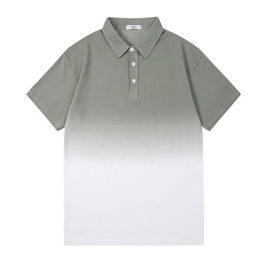 红览 男士短袖polo衫灰色渐变丝光棉翻领t恤81051 商品图4