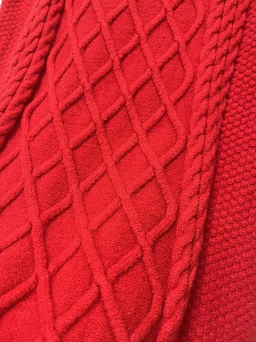 【孤品捡漏】G22大红中长高领菱形格针织毛衣裙-喜出 商品图3