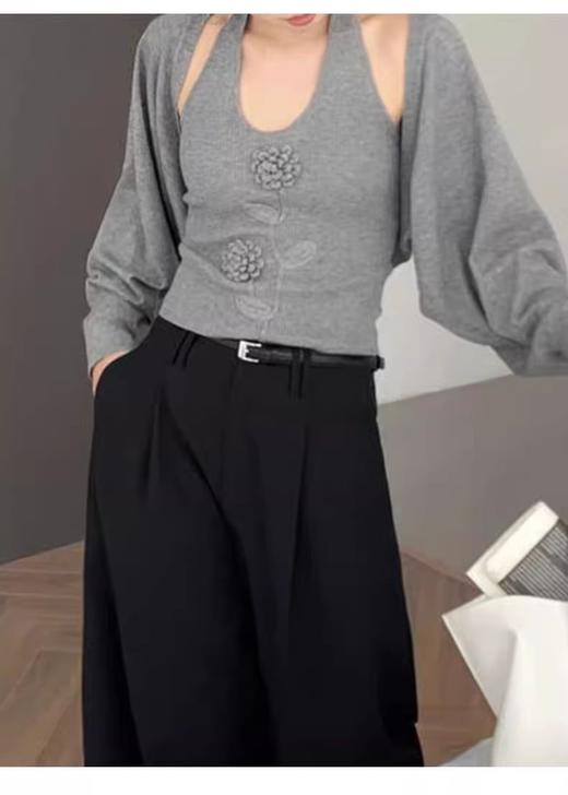 【门店同款】ENJOY秋季“光阴序语”复古玫瑰挂脖针织两件套 164843119 商品图6