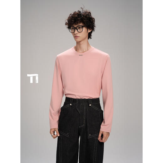 启世录TIWILLTANG“黯静澈欤”基础升级长袖上衣宽松打底T恤秋冬 商品图2