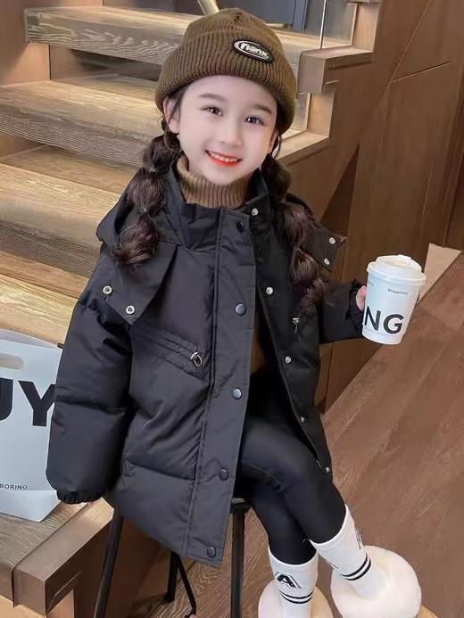 【孤品捡漏】G45女童黑色连帽加厚棉服-喜出 商品图0