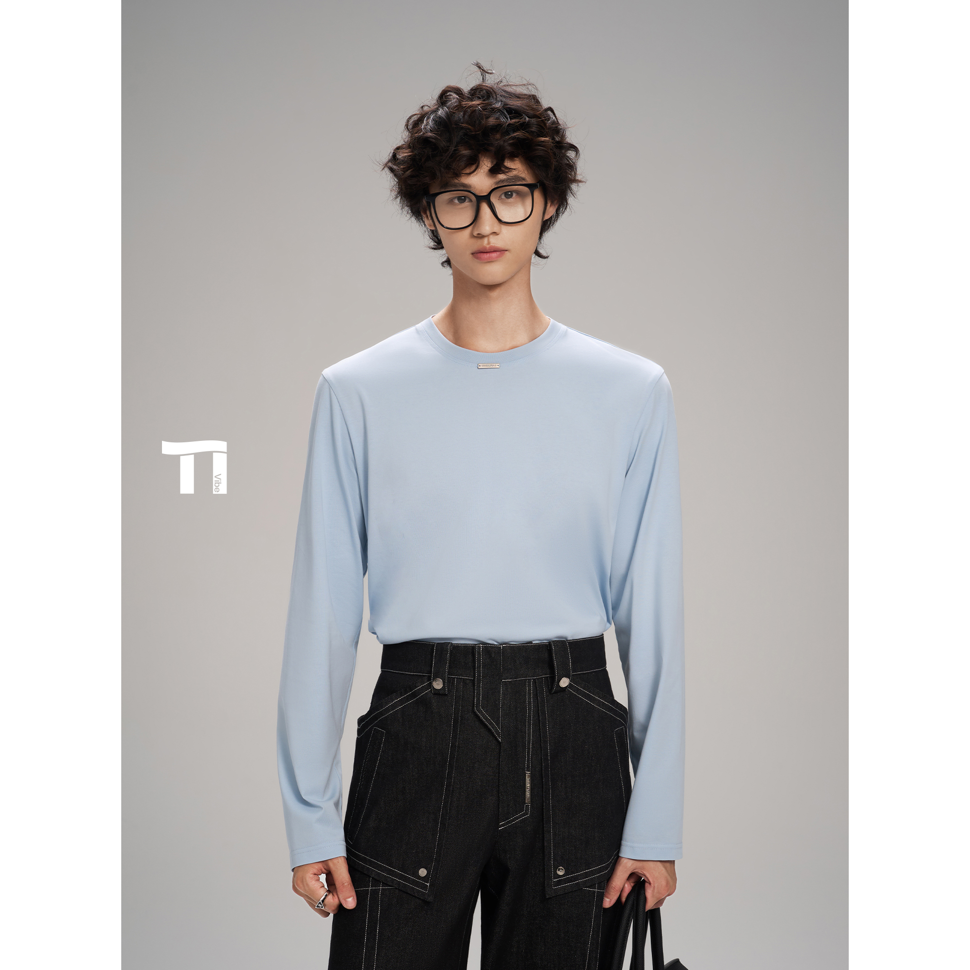 启世录TIWILLTANG“黯静澈欤”基础升级长袖上衣宽松打底T恤秋冬