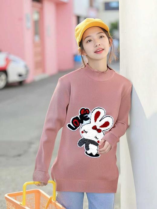 【孤品捡漏】G43女童加绒兔子针织毛衣-喜出 商品图1