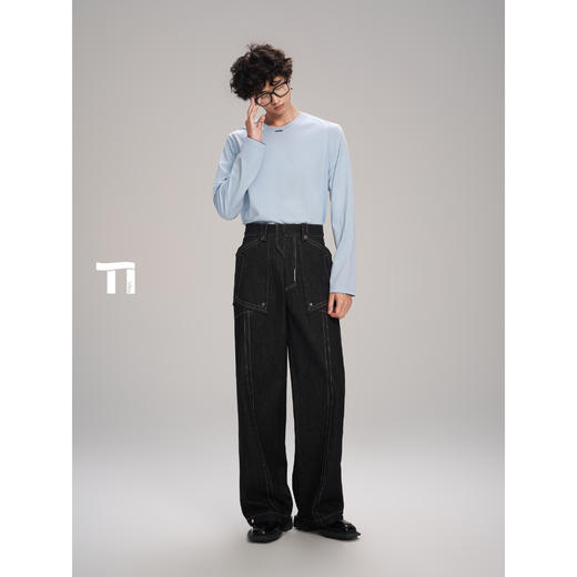 启世录TIWILLTANG“黯静澈欤”基础升级长袖上衣宽松打底T恤秋冬 商品图4