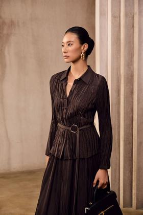 设计师系列褶皱套装衬衣