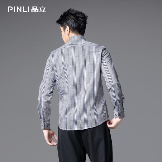 PINLI品立2025秋季新款男士修身商务格子长袖衬衫打底休闲衬衣潮GD253113055 商品图3