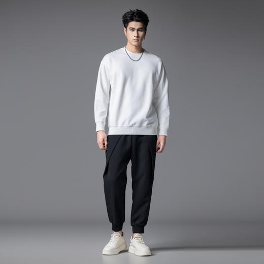 PINLI品立2025秋季新品纯色百搭圆领卫衣潮牌宽松休闲套头男上衣GV253109030 商品图4