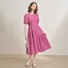 法式温柔设计感抽褶连衣裙女夏季泡泡袖收腰中长裙A字裙V1250834 商品缩略图1