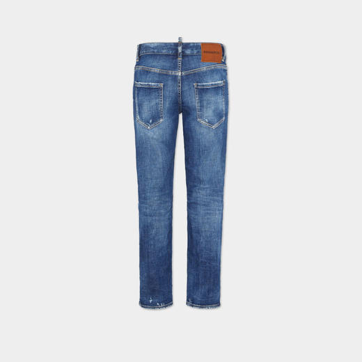DSQUARED2 女士徽标贴片中号 Perfecto Wash Jenna 牛仔裤 蓝色 S75LB1096 S30872 470 商品图1