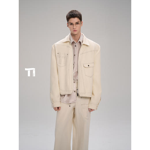 启世录TIWILLTANG“曲径幽致”线迹重构都市随性明线扭转结构夹克 商品图2