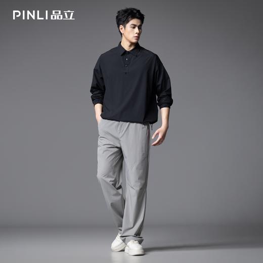 PINLI品立2025秋季新款设计感拼接休闲裤潮牌弹力户外直筒长裤男GD253117073 商品图3