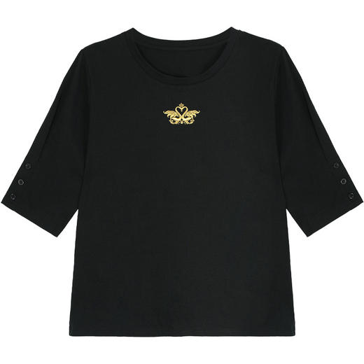 雀说宽松大码女装短袖t恤新款休闲中袖体恤设计感小众上衣AL20041 商品图4