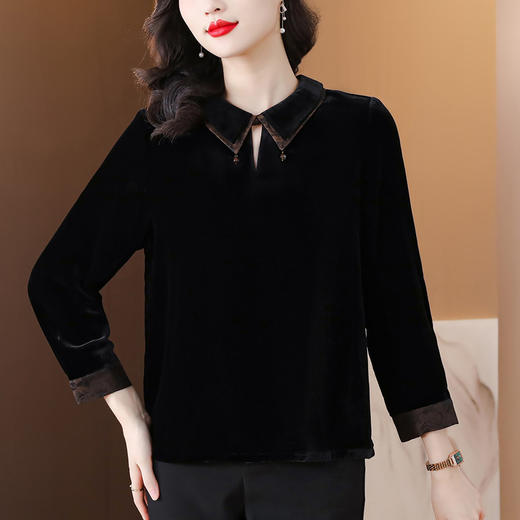 A9631真丝绒上衣女2023新款高端大码真丝丝绒品牌金丝绒高贵洋气 商品图2