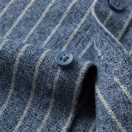 【全棉】罗蒙秋冬长袖条纹衬衫男士纯棉保暖柔软百搭休闲商务通勤长袖衬衣 商品图5