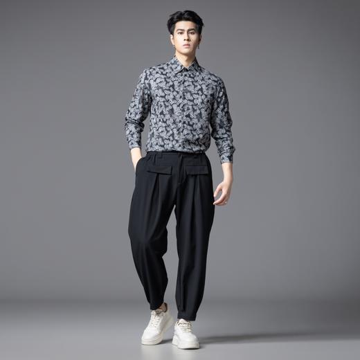 PINLI品立春季新款满花印花长袖衬衫潮牌雅痞休闲翻领男衬衣GD253113034 商品图4