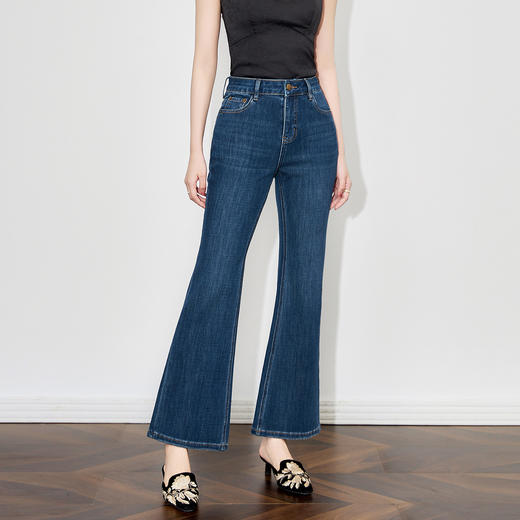 「高货wl」全新升级【铂金会员257/天猫339/差价82】(55801)洛诗琳磨白竹节牛仔裤2025秋季后袋刺绣设计感修身微喇裤 商品图0