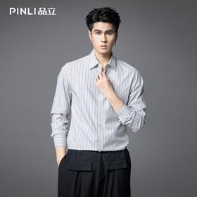PINLI品立2025秋季新款莫代尔条纹衬衫男士免烫休闲商务长袖衬衣GD253113053
