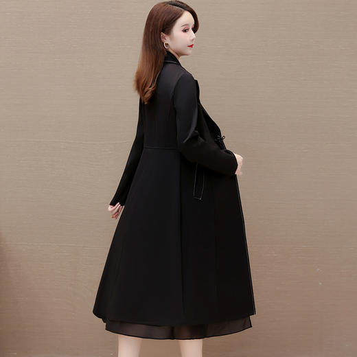QYM HS23C15-Y时尚风衣外套中式中国结盘扣大衣拼结长款外套 商品图2